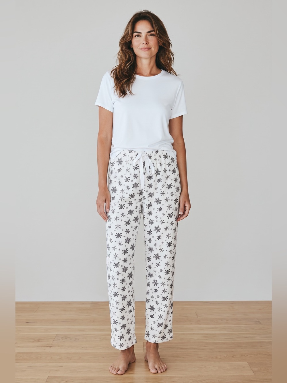 Loft Snowflake Pajama Pants // White & Gray // XL